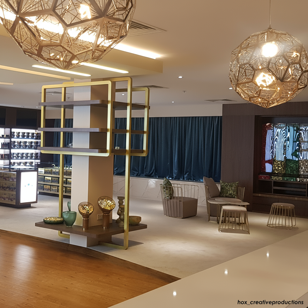 Commercial lobby with reception desk — corporate fit-out by HOX Interiors